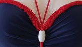 Dark Blue & Red Two Piece Swimsuit